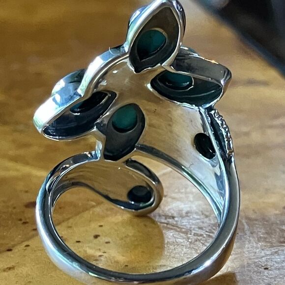 Sierra Nevada Turquoise Sterling Silver Butterfly Sunflower Ring Size 7 - Picture 5 of 9